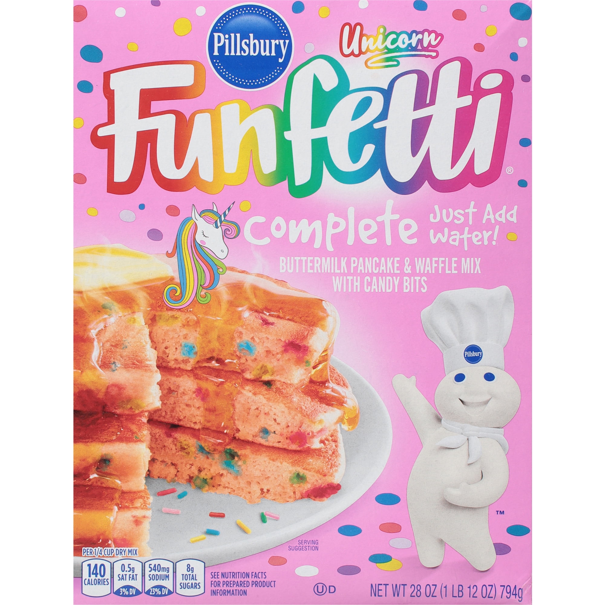 (6 pack) Pillsbury Funfetti Unicorn Complete Buttermilk Pancake and Waffle Mix, 28 Oz Box
