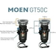 thumbnail image 3 of Moen Prep Series Disposer 1/2 Horsepower Continuous Feed Garbage Disposal Featuring Fast Track Technology Power Cord Included Gt50C, 3 of 9