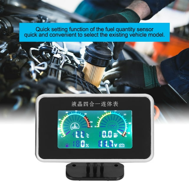 Oil Pressure Meter,DC 9V-36V 4-In-1 Car Car Instrument Car Voltmeter Streamlined Design
