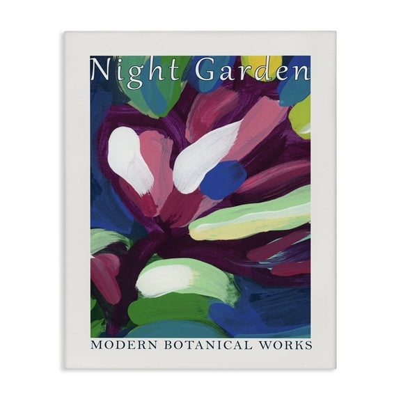 Stupell Industries Night Garden Abstract Abstract Painting Wrapped Canvas Art Print Wall Art, 16 x 20