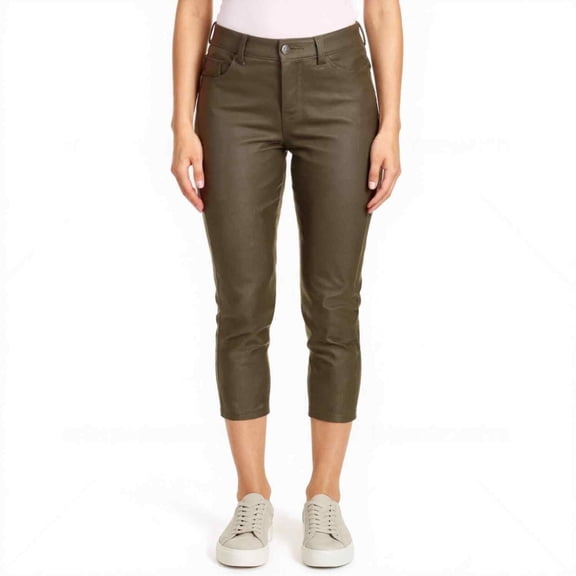 Couver Women's Ultra Stretch 5 Pocket Capri Jeggings Pull-On Denim Look Pants, Army Green, Small, 1 Pair