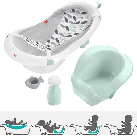 Fisher-Price GPW85-9665 4-in-1 Sling  n Seat Bath Tub Climbing Leaves (White)- New