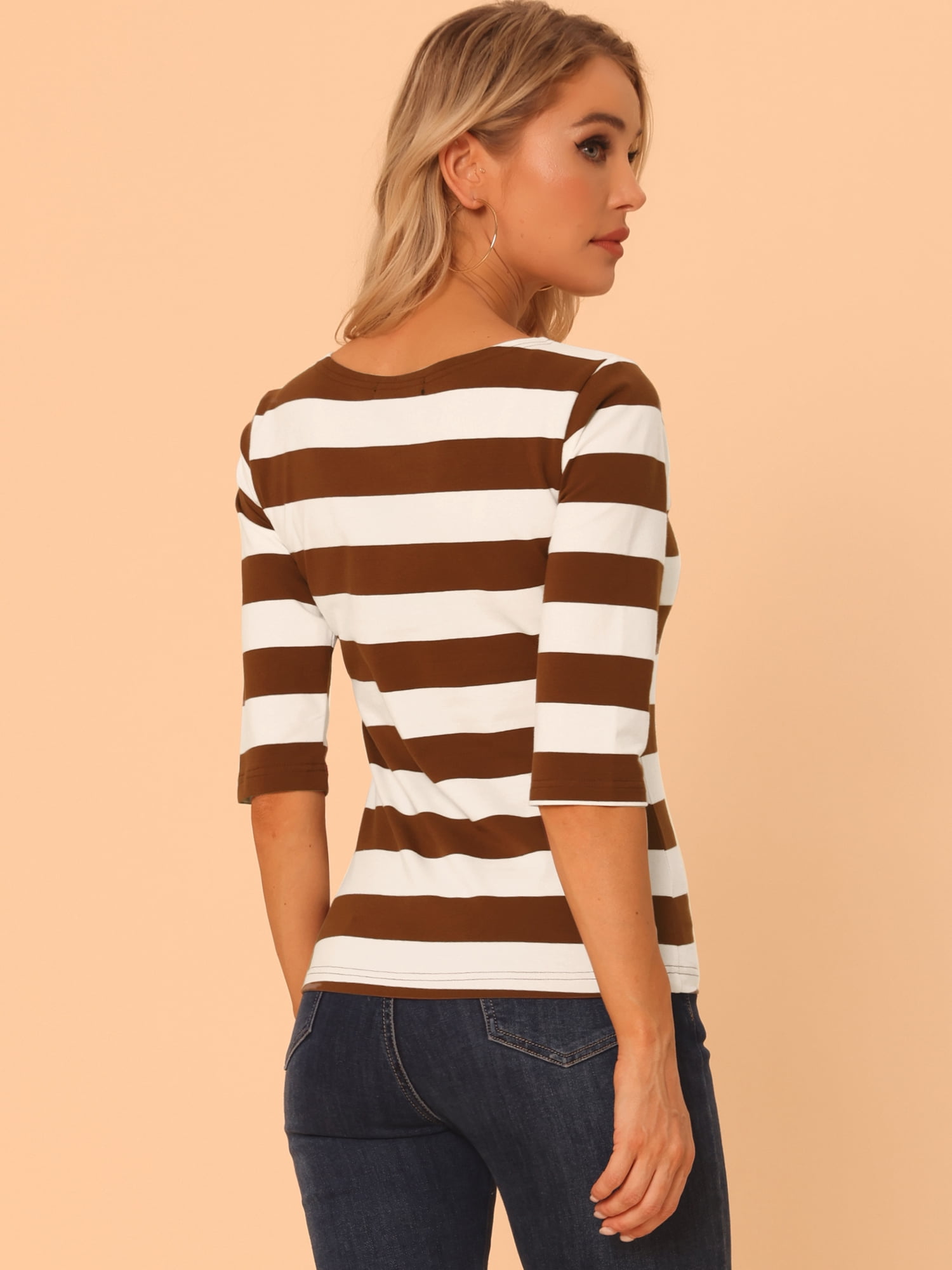 DARING DIVA Women's Halloween Costume Boat Neck Top T-Shirts M Brown