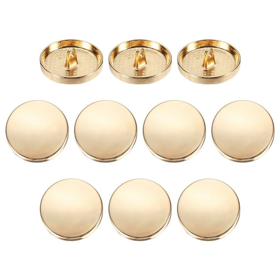 Uxcell 10pcs Metal Flat Button 25mm Round Metal Sewing Buttons Bright Gold