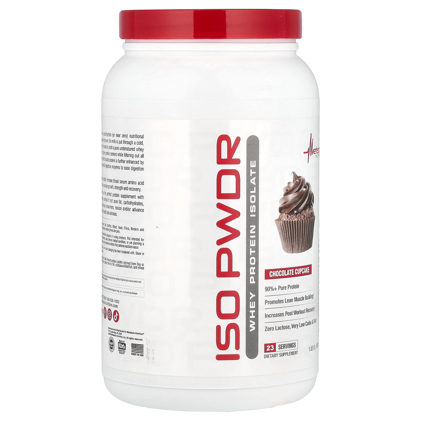 Metabolic Nutrition ISOpwdr, Whey Protein Isolate, Chocolate Cupcake, 1.52 lb (690 g)
