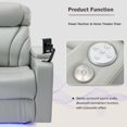 thumbnail image 3 of HSUNNS Power Motion Recliner with Cup Holders, Ambient Lighting, USB Charge Port, Hand in-Arm Storage and Bluetooth Speaker, Gaming Recliner Chair, Light Grey, 3 of 13