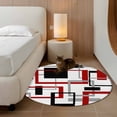thumbnail image 2 of Round Rugs 3Ft, Red Black Geometric Round Area Rug Washable Indoor Throw Carpet, Farmhouse Minimalist Abstract Art Small Non Slip Circle Rug for Bedroom Living Room Home Decor Aesthetic, 2 of 8