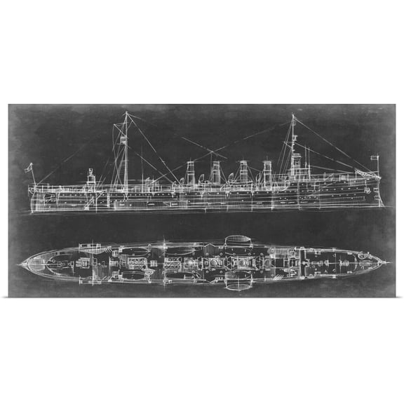 Great BIG Canvas | Rolled Ethan Harper Poster Print entitled Navy Cruiser Blueprint