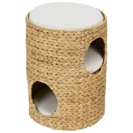 UPC: 0810014819617 | Teamson Pets Neith Wicker Seagrass 3-Tier Cat Bed Condo with Cushions  Tan/Cream