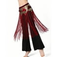 thumbnail image 5 of Women's Belly Dance Hip Scarf with Tassels Sequined Fringe Skirt Wrap for Dance Performance Red Free Size, 5 of 6