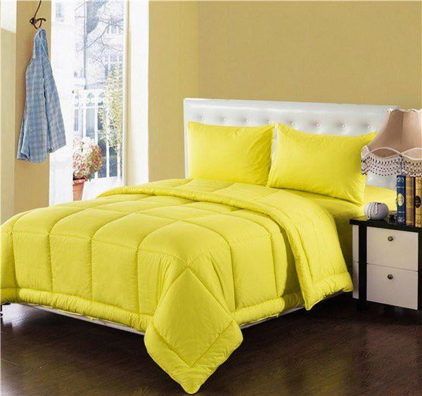 Oversized King/Palatial King 5 PC Comforter Set Solid Yellow Luxurious