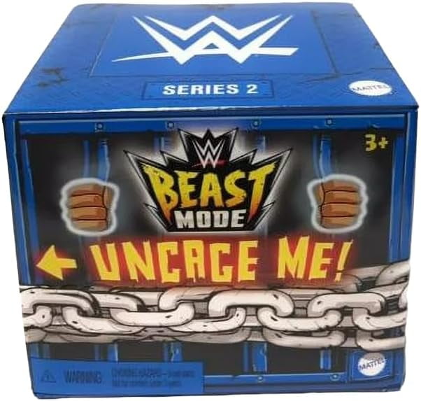 Mattel WWE Beast Mode Series 2 Mystery Pack (Pack of 3) – 3 Blind Box Figures with Beast Mode Animal Companions, Cage-Themed Packaging, Ages 3+