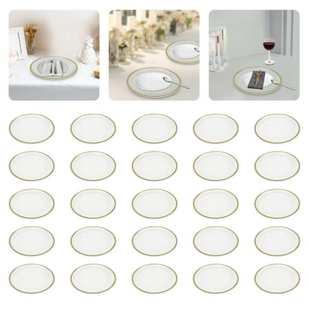 Miumaeov 25pcs Round Charger Plate Clear Charger Plates Table Charger Plates Dinner Charger Plates For Banquets Parties