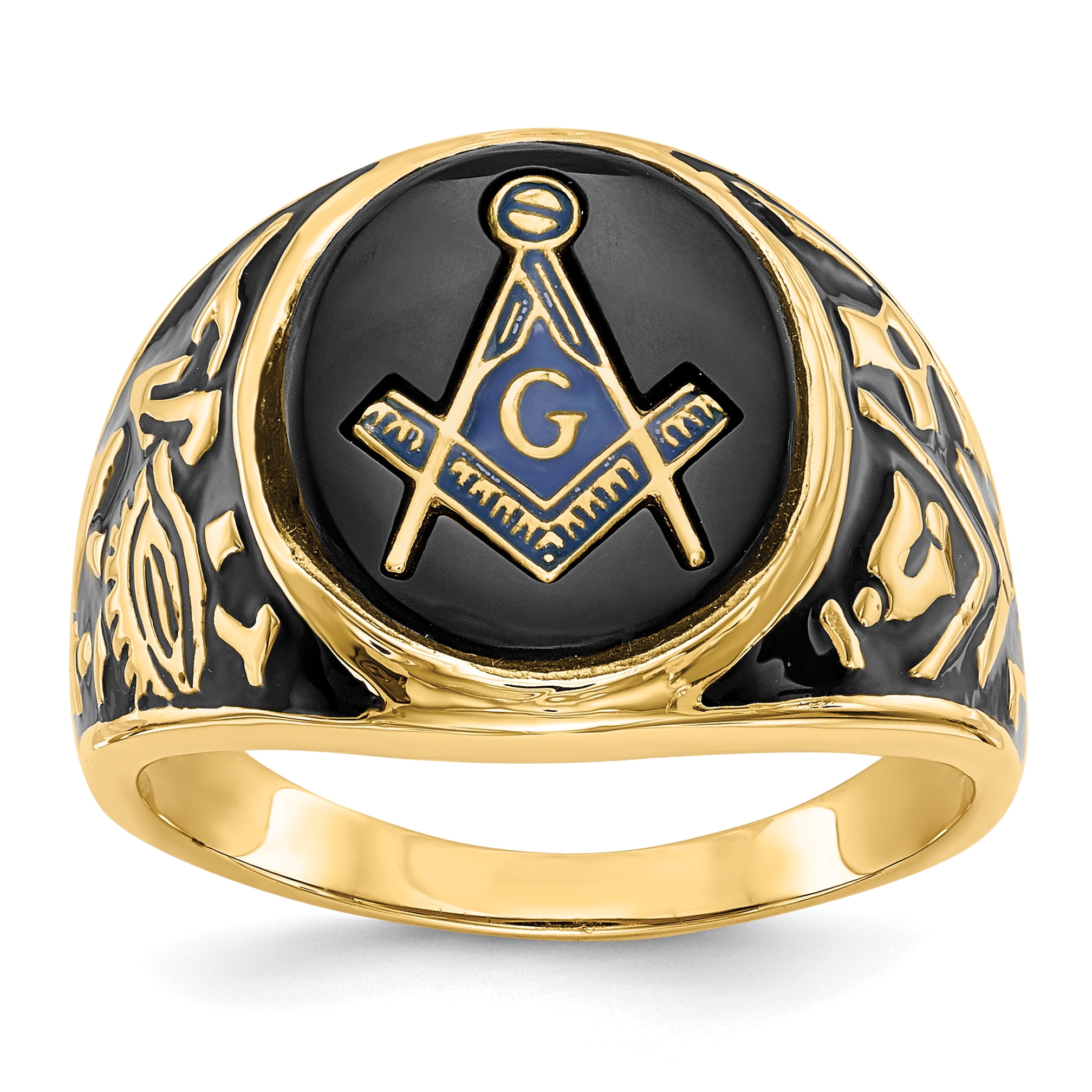 IceCarats 14k Yellow Gold Mens Masonic Freemason Mason Band Ring Size 10.00 Man For Dad Mens