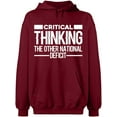 thumbnail image 2 of OXI Hoodie Sweatshirt - Critical Thinking, Basic Casual Hoodie for Men's and Women Fleece Hoodie Long Sleeve - Cardinal Red Medium, 2 of 3