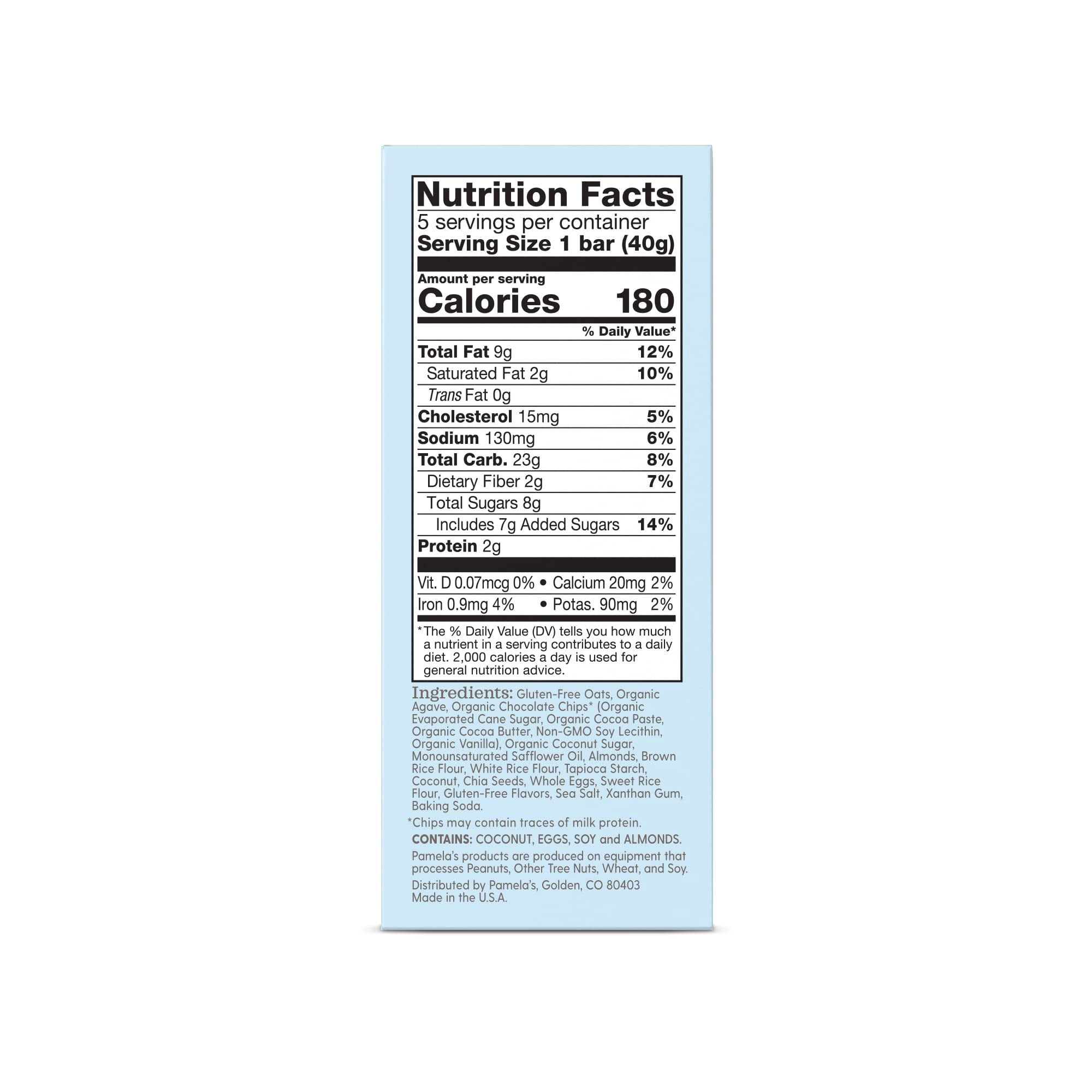 Pamela's Oat Chocolate Chip Coconut Bars (6x5 CT)6