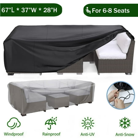 Patio Furniture Cover Waterproof, Outdoor Furniture Cover for Winter, Dinosam Durable Outdoor Furniture Cover with 4 Windproof Buckles,Black Patio Table Cover Fits