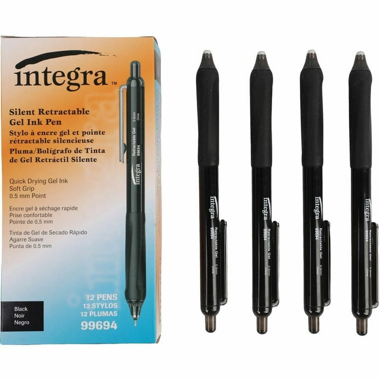 Integra Silent Retractable Gel Pens - 0.5 mm Pen Point Size - Retractable - Blue - 12 / Box Integra Silent Retractable Gel Pens - 0.5 mm Pen Point Size - Retractable - Blue - 12 / Box