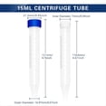 thumbnail image 2 of Tubos de Centrífuga de Plástico de 15 Ml con Tapón de Rosca, 100 Tubos Cónicos de 15 Ml con 1 Soporte para Tubos de Centrífuga, 2 of 5