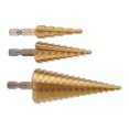 thumbnail image 1 of Abridor de agujeros de Taladro Pagoda ANGGREK juego de brocas cónicas de Acero 3 piezas perforación rápida Acero para metal, 1 of 8