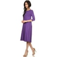 thumbnail image 4 of Women's Casual Basic Comfy 3/4 Sleeve Flare A-line Midi long maxi Dress, 4 of 7