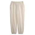 thumbnail image 5 of Men's Cotton Linen Jogger Pants Elastic Drawstring Waist Cuffed Ankle Relaxed Fit Lightweight Breathable Beach Lounge Sweatpants Beige L, 5 of 5