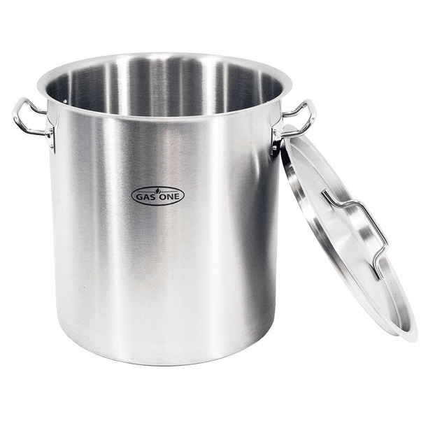 Gas One Stainless Steel Brew Kettle Pot 5 Gallon 20 Quart Satin Finish