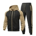 thumbnail image 5 of Yusimy Men's Solid Color 2-Piece Hoodie Casual Set Raglan Sleeve Elastic Waist Drawstring Zipper Pocket Long Sleeve Pants, 5 of 9