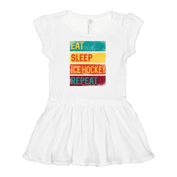Inktastic Hockey Eat Sleep Ice Hockey Repeat Girls Baby Dress