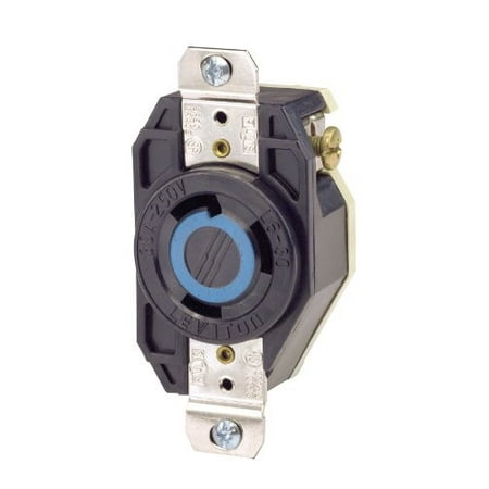 Grounding Flush (Leviton 2620 30 Amp, 250 Volt, Flush Mounting Locking Receptacle, Industrial Grade, Grounding, V-0-MAX,)