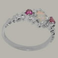 thumbnail image 4 of LBG British Made 14k White Gold Ring with Natural Opal & Pink Tourmaline Womens Anniversary Ring - 33 size options - Size 4, 4 of 9
