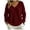 Wine, variant on Waffle Knit Sweatshirt for Women Solid Color Long Sleeve V Neck Loose Fit Pullover Tops for Fall Winter