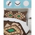 thumbnail image 4 of Brown Green Boho Twin XL Size Down Alternative Comforter, Lightweight Comforter Quilt Bedding Set with Pillow Shams Vintage Southwest Abstract Geometric All Seasons Bed Comforter Duvet Insert 68"x98", 4 of 7