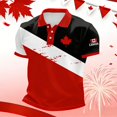 thumbnail image 5 of Telankuip Mens Canadian Flag Polo Shirts Short Sleeve Quarter Button up Red Maple Leaf Graphic Tees Casual Style Thin Soft Breathable Sports and Leisure Patriotic Pullover Top 10-Red XXXL, 5 of 5