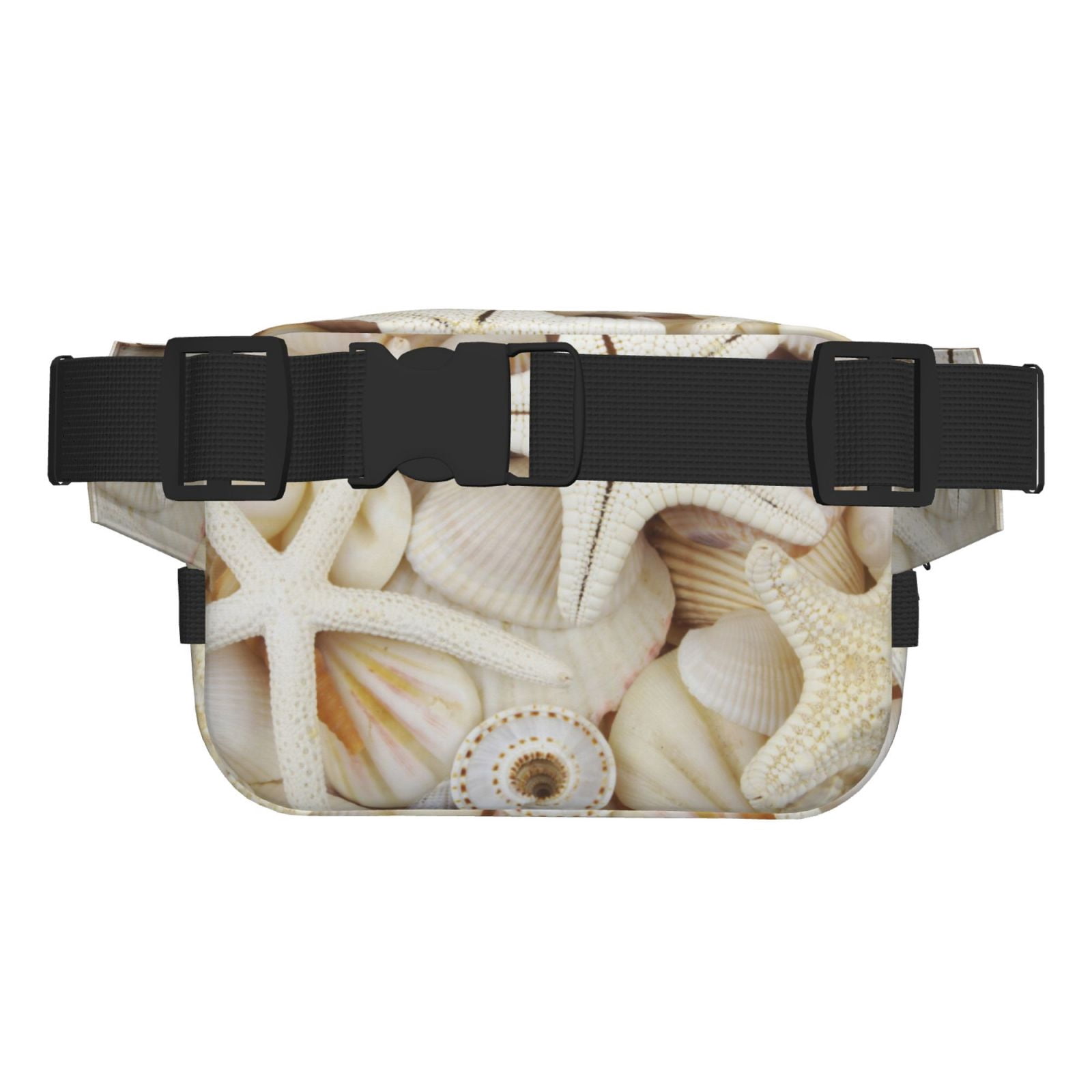 Picia Starfishes On Seashells Print Square Double-Layer Waist Bag Mini Adjustable Waist Belt Bag Exercise Running Travel Hiking
