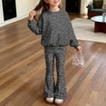 thumbnail image 7 of Grblisyd Girls 2 Piece Outfit Kids Fall Winter Leopard Print Sweatshirt Tops and Trendy Bell Bottom Pants Set Back to School Clothes, 7 of 7