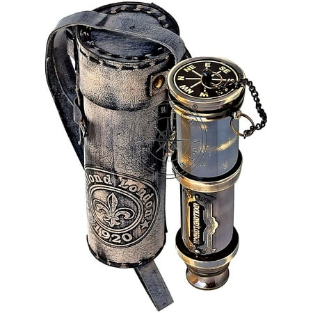 Antique Brass Nautical Handheld Telescope -15  Dollond London Spyglass with Leather Case