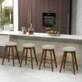 thumbnail image 4 of Costway Set of 2 Swivel Bar Stools Upholstered Counter Height Chairs with  Rubber Wood Legs, 4 of 9