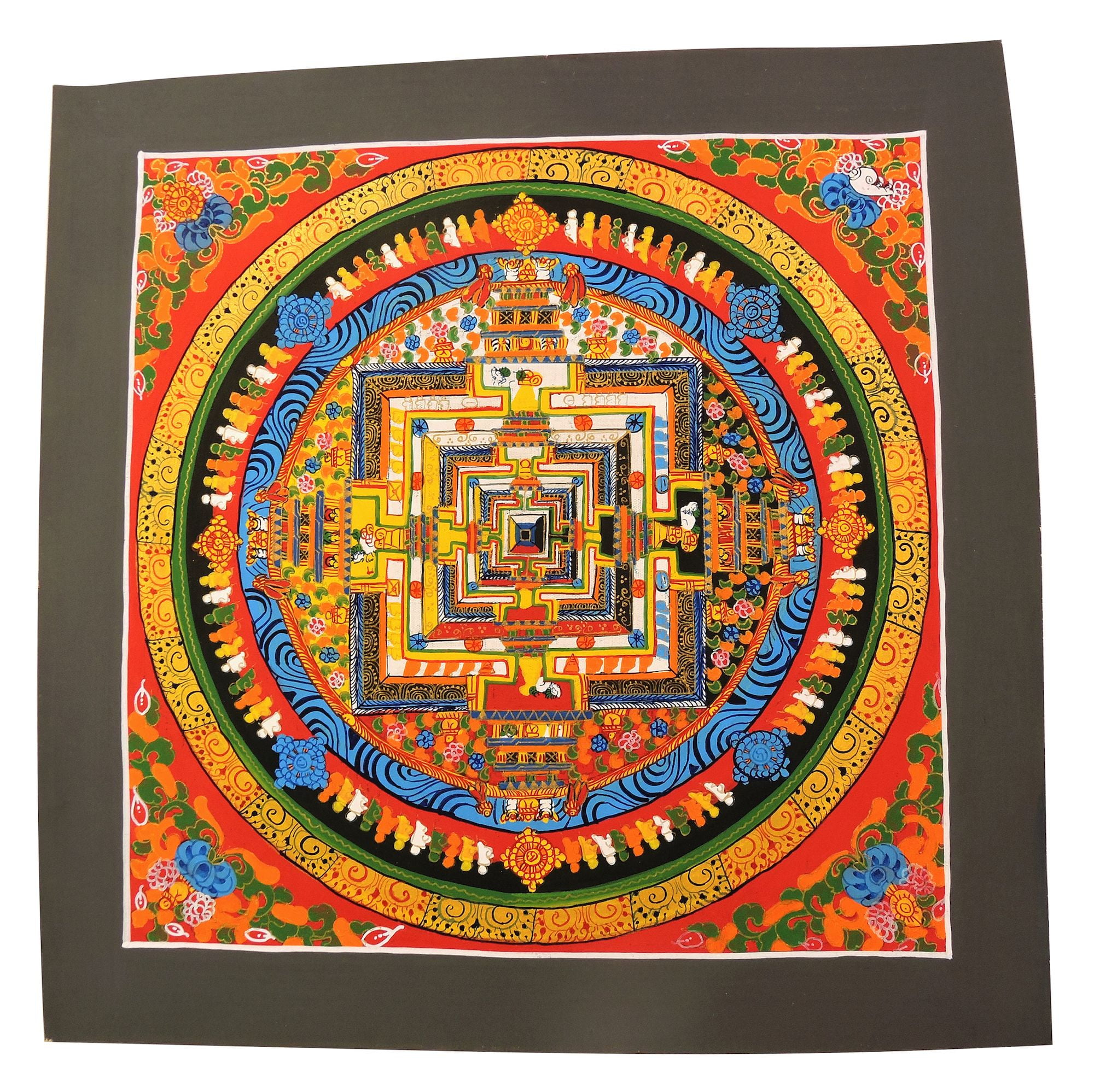 Handmade Kalachakra mandala Tibetan Thangka Painting From Nepal (Red)