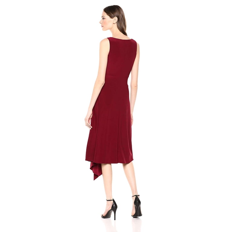 anne klein asymmetrical dress Anne Klein Women's Asymmetric-Neck Belted Midi Dress - Anne Black