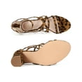 thumbnail image 4 of BLISSFUL STEP Women's Open Toe Strappy Strap Back Zip Chunky Heel Sandals Leopard 7, 4 of 7