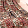 thumbnail image 3 of Red Boho Ethnic Floral Patchwork Pattern Blanket,Comfortable Soft Flannel Throw Blanket,All Season,Warm Lightweight Blankets for Sofa Bed Couch Living Room Chair,30"x40", 3 of 4