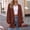 Brown, variant on Women's Collarless Knit Cardigan Open Front Long Sleeve Lightweight Casual Plus Size Top