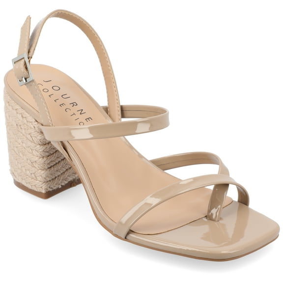 Journee Womens Olivina Jute Covered Block Heel Dress Sandals