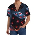 thumbnail image 1 of Fotbe Cosmic Red Sparkle Dice Camisa Estampada de Manga Corta para Hombre, Casual de Verano, Estilo Playero, Sin Arrugas-XX-Large, 1 of 5