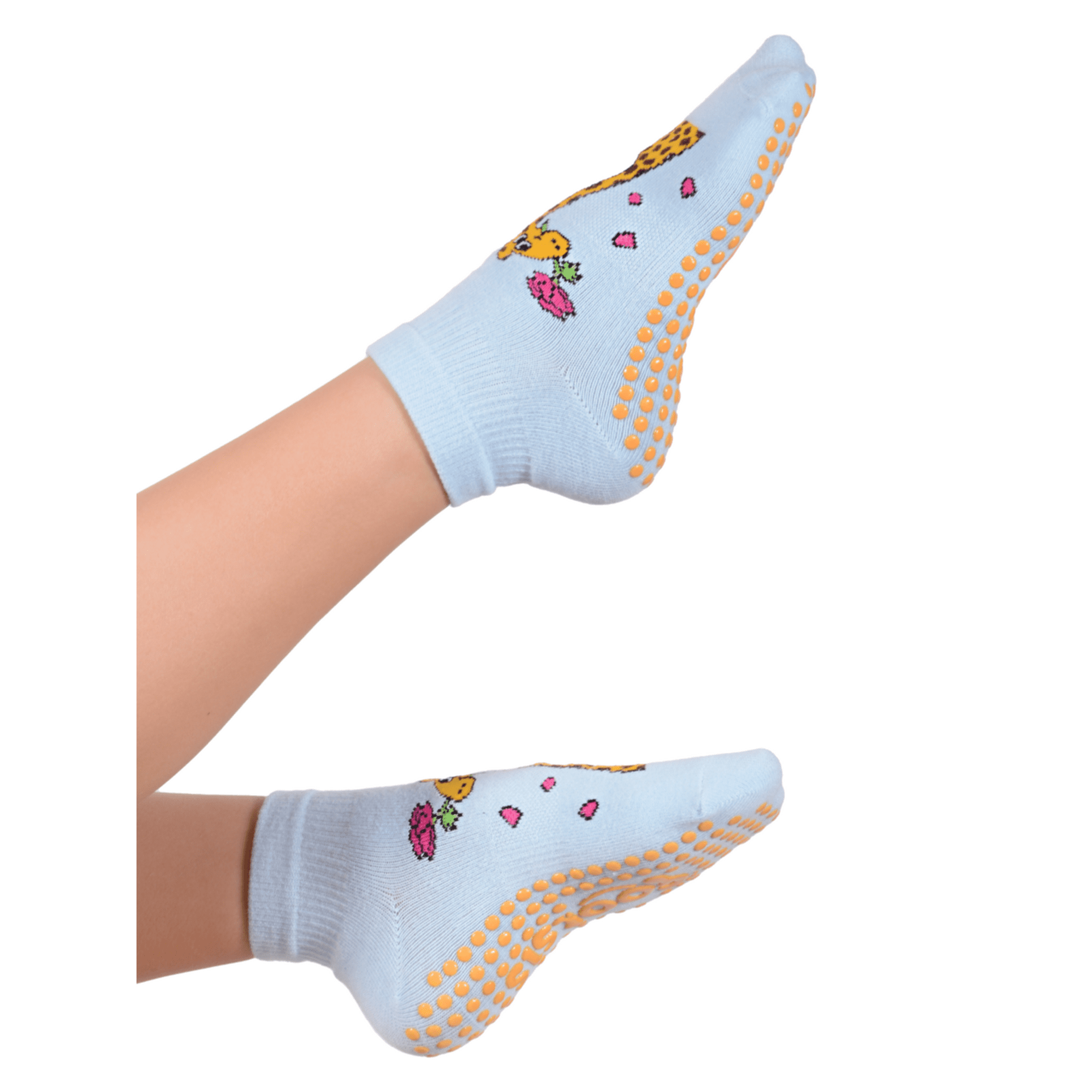 Chaussettes De Yoga Footsis Antidérapantes – Motif Roquette, Bleues, Coton