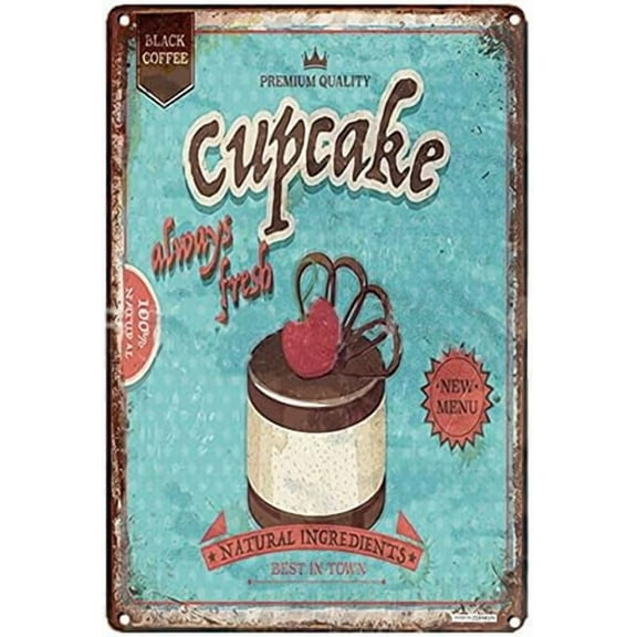 Tin Poster Metal Sign Metel - Fast Food Shop Retro Decorative Wall Decor Plaques Plate - Cupcake Signs