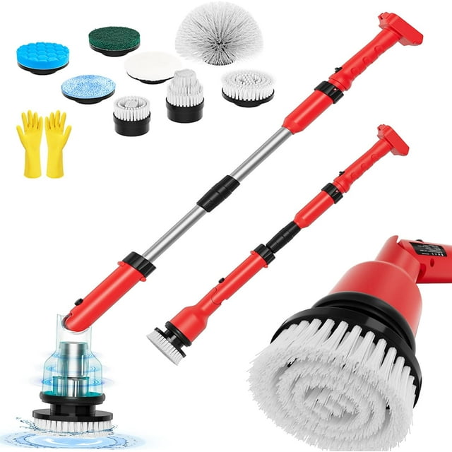 Brosse Électrique Rotative Compatible pour Batterie Milwaukee 18V, Brosse de Nettoyage Sans Fil 8-en-1 et Brosse à Récurer Alimentée par Batterie 1000 Tr/min avec Rallonge Réglable pour Salle de Bain, Cuisine, Voiture, Plancher (Sans Pile