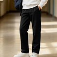 thumbnail image 2 of SGFCWSX Boys Chino Pants, Straight Leg Pleated Button Zipper Relaxed Fit Trousers with Pockets for School Uniform Black Size 7, 2 of 9