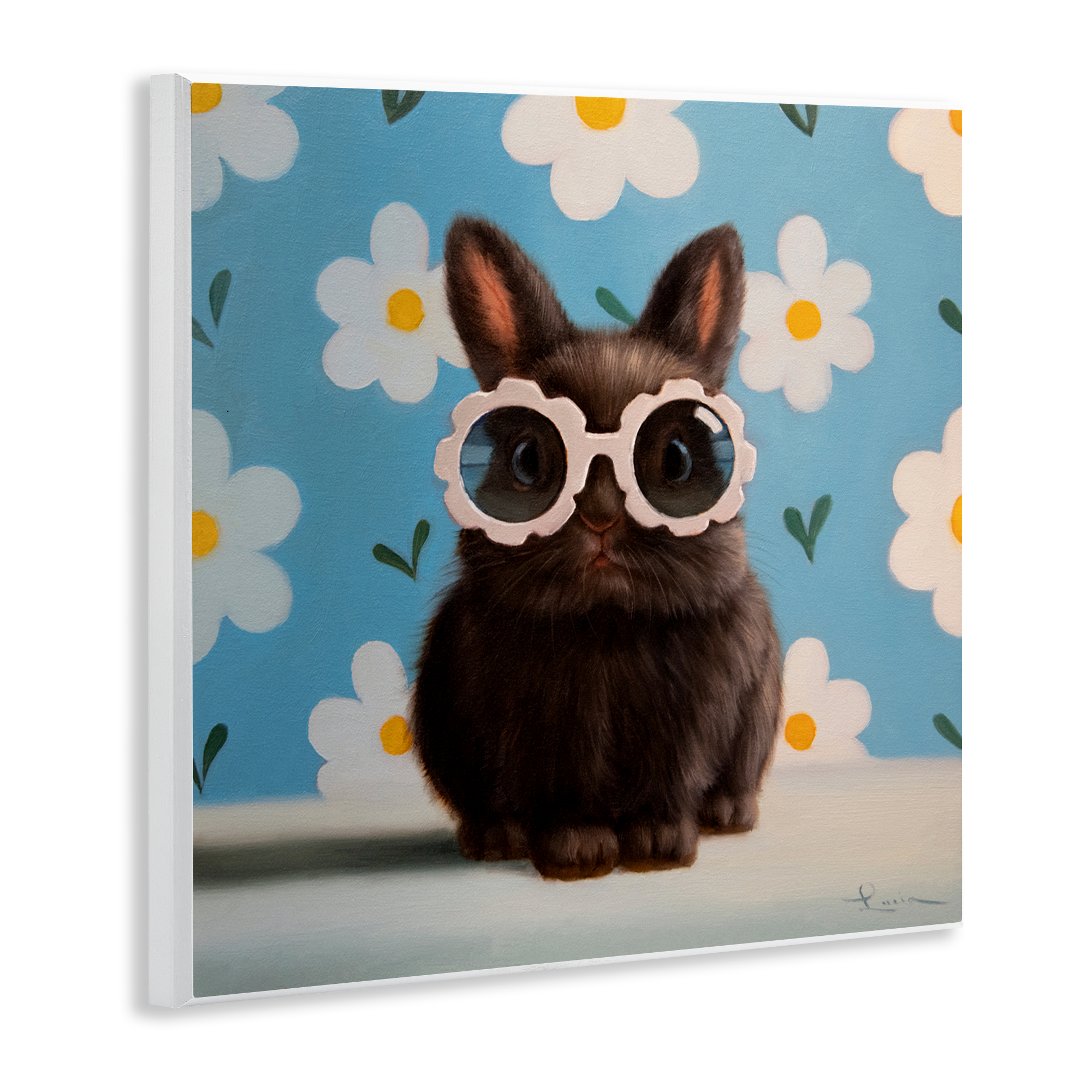 Flower Child Bunny Wall Plaque Art, design by Lucia Heffernan
